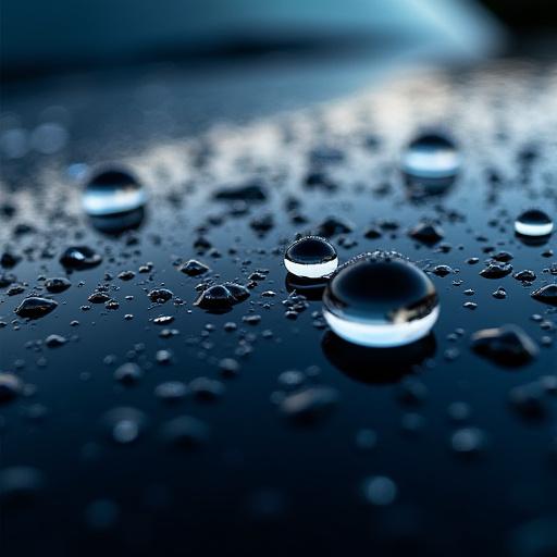 Effetto idrofobico dell'acqua su una superficie trattata con rivestimento ceramico.